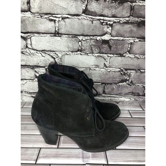 Indigo Clarks Black Suede Leather Ankle Stacked Heel Booties Sz Women 8M US/39EU - Picture 12 of 16